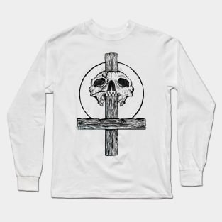 Skull and Reversed Cross Long Sleeve T-Shirt